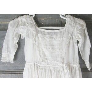 Antique Baby Christening Dress Gown with embroidery lace ribbon, MINT condition